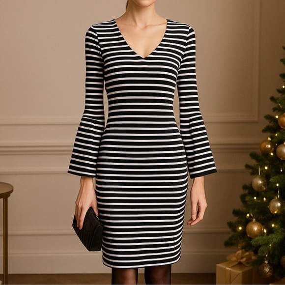 NWT BANANA REPUBLIC BELL SLEEVE STRIPE PONTE SHEATH DRESS - Picture 12 of 12